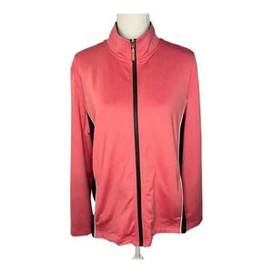 Karen Scott Sport Women’s Large Pink & Black Zip Up‎ Athletic Jacket